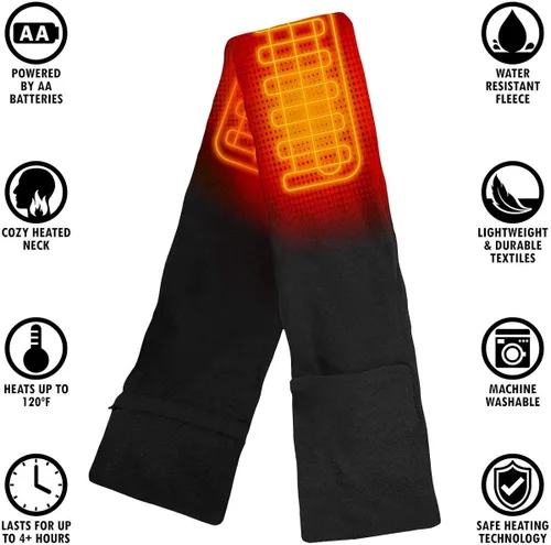 Vista 4 de ActionHeat - Bufanda térmica con batería AA para calefacción de cuello, bufanda eléctrica de forro polar de poliéster con bolsillo y paneles