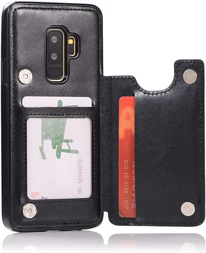 Vista 5 de Funda de teléfono para Samsung Galaxy S9 Plus con protector de pantalla de vidrio templado y tarjetero con soporte para tarjetero, accesorios