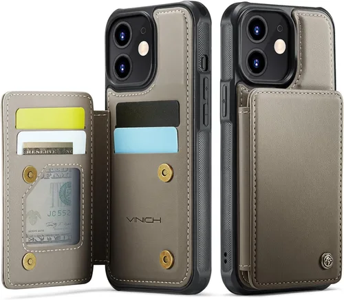 Vista 39 de Vinich Funda tipo cartera para iPhone 11 con soporte para tarjetas, bloqueo RFID, ranuras de crédito, función atril, a prueba de golpes, para Negro