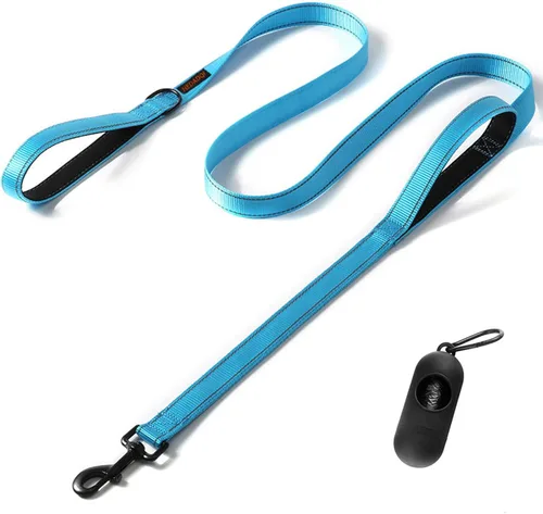 Vista 33 de Correa resistente para perros con 2 asas - Correa reflectante anti-tracción de 6 pies para perros grandes, asa acolchada de tráfico para control