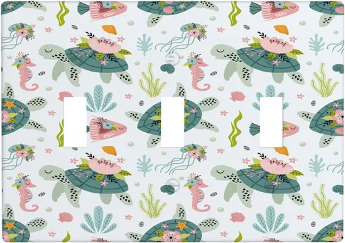 Vista 61 de Baby Turtle - Cubierta decorativa de pared para interruptor de luz de palanca de 1 banda, lindas tortugas subacuáticas, placa frontal eléctrica