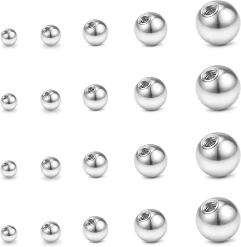 Vista 5 de QWALIT - Bolas de repuesto de acero inoxidable de 16 calibre y 14 calibre para pendientes de labret, aretes, joyería de perforación, anillos