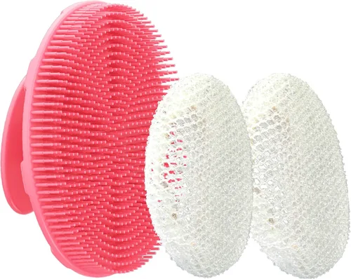 Vista 15 de INNERNEED - Cepillo de ducha de silicona suave de grado alimenticio para el cuerpo, cepillo de limpieza manual, exfoliante suave y hace espuma bien