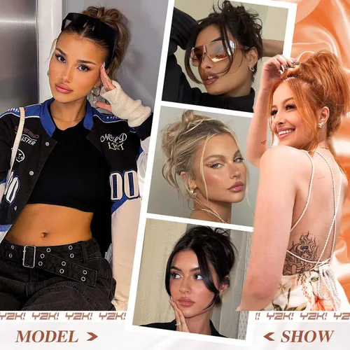 Vista 7 de HMD Moño desordenado con clip de garra, moño ondulado y rizado para mujer, extensiones de cabello despeinado, moño recogido, clip de garra