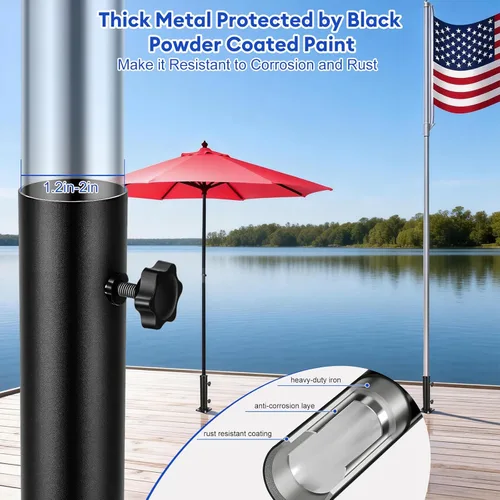 Vista 6 de Lalafancy Base de soporte para sombrilla de patio, soporte cuadrado reforzado de 4 pulgadas, resistente para sombrilla para exteriores, se adapta a