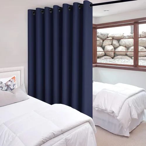 Vista 46 de DWCN Cortina divisora de habitación para total privacidad con bloqueo de luz - Cortinas térmicas para puerta de patio, sala de estar, división