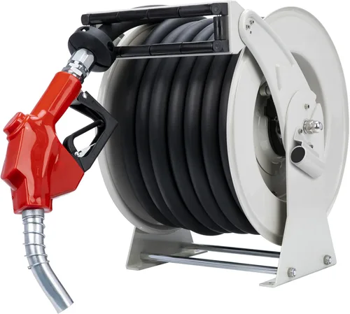 Carrete de manguera de combustible diésel retráctil de 1 pulgada x 50 pies, impulsado por resorte, rebobinado giratorio automático, industrial,