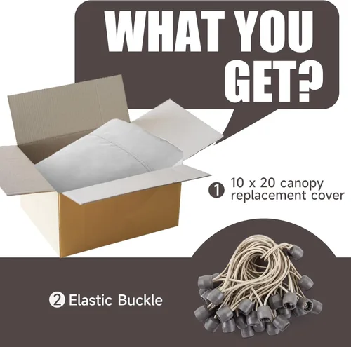 Vista 3 de GOTRUTH Toldo de repuesto para cochera, cubierta superior de repuesto para marco de cochera de 10 x 20 pies, tela Oxford 800D, impermeable