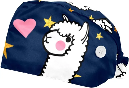 2 gorras de alpaca con forma de corazón y llama, para mujer, ajustables, con banda para el sudor, unisex, para atar en la espalda, talla única