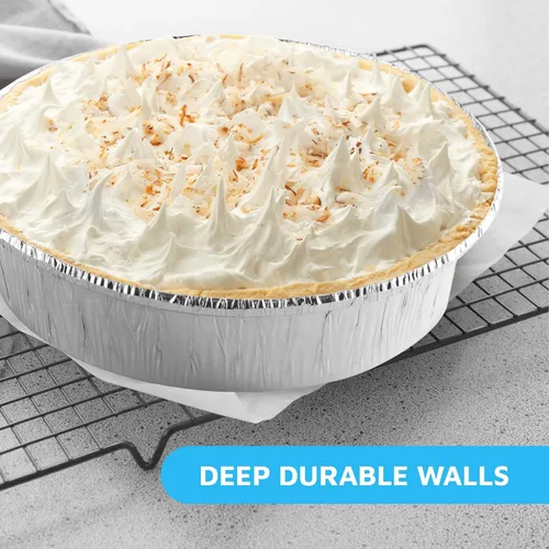 Vista 4 de MontoPack Paquete de 40 Moldes de Papel de Aluminio Redondos de 7" con Tapas Transparentes Recipientes Desechables con Paredes Rectas