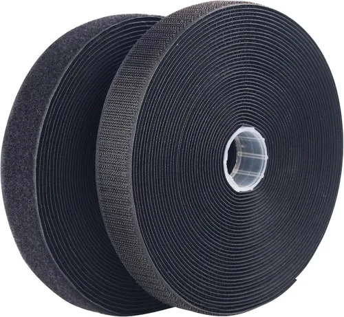 LLPT Cinta de para coser, tela de nailon extra industrial de 1 pulgada x 33 pies cada rollo sin cinta adhesiva para coser en tela de bricolaje, Negro
