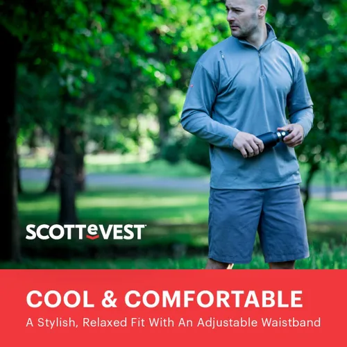 Vista 5 de SCOTTeVEST Short cargo oculto para hombre, 8 bolsillos ocultos, carga para viajes y más