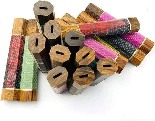 Vista 8 de Mango de cuchillo de resina de panal de abeja, mango octogonal de madera estilo japonés, material para hacer cuchillos, herramienta de bricolaje