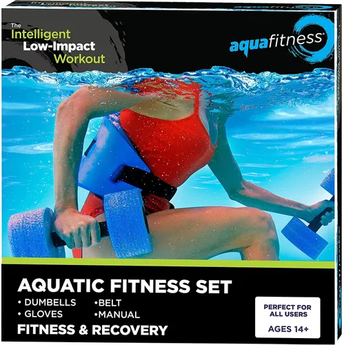 Vista 6 de Aqua - Juego de ejercicios acuáticos de 6 piezas, equipo de ejercicio para aeróbicos acuáticos y otros ejercicios de piscina, incluye cinturón