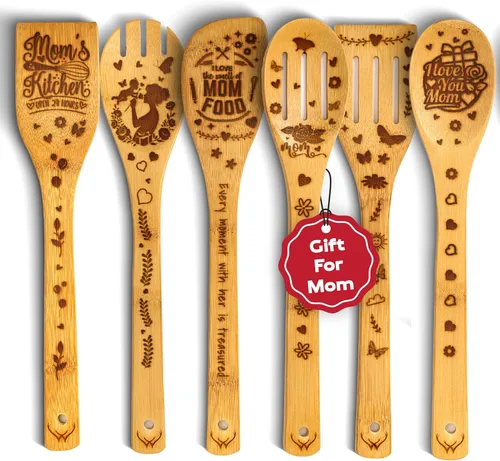 Vista 13 de Juego de cucharas de madera para cocinar de 6 – Juego premium de cucharas de madera y utensilios de madera para uso diario – Juego versátil