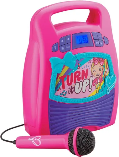 Vista 2 de ekids JoJo Siwa - Máquina de karaoke con Bluetooth, altavoz portátil Bluetooth con micrófono para niños, altavoz con puerto USB para reproducir