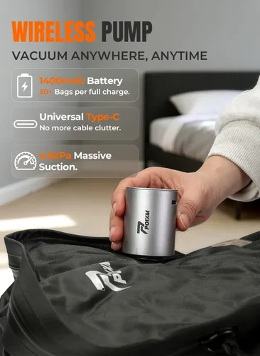 Vista 3 de Bolsas de vacío POIXM para viajes, cremallera de apertura de 180°, impermeables IP67, bolsas de compresión reutilizables para ahorrar espacio