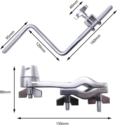 Vista 5 de Soporte de montaje de percusión con soporte de brazo Z para batería accesorio cromado