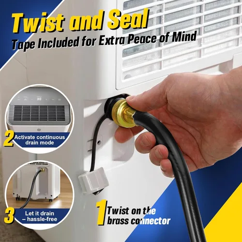 Vista 6 de (7 opciones de longitud) Manguera de drenaje deshumidificador con conector FHT de 3/4 pulgadas, con accesorios de latón resistentes al óxido