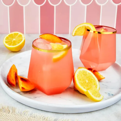 Vista 3 de Paquete de 40 copas de vino de plástico con diamantes desechables, copas de oro, copas de vino, copas de cóctel, vasos de plástico para beber, copas