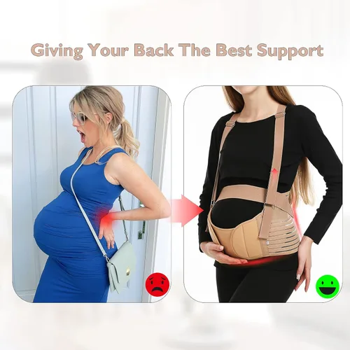 Vista 7 de Evolway Bandas para el vientre para mujeres embarazadas Cinturón de maternidad Carpeta abdominal transpirable, soporte de espalda, múltiples