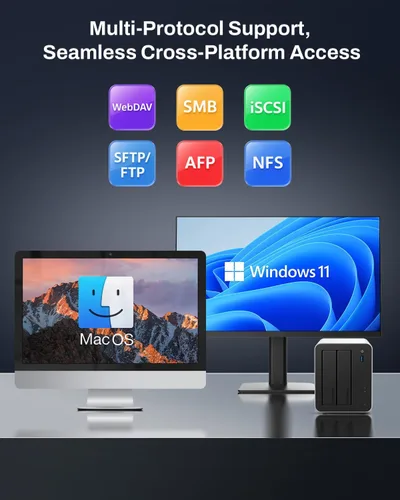 Vista 7 de TERRAMASTER Almacenamiento NAS F2-425 Plus - 2 Bahías CPU Intel N150 Quad-Core, 8GB RAM DDR5, 5GbE LAN x 2, Ranura M.2 x 3, Almacenamiento Conectado