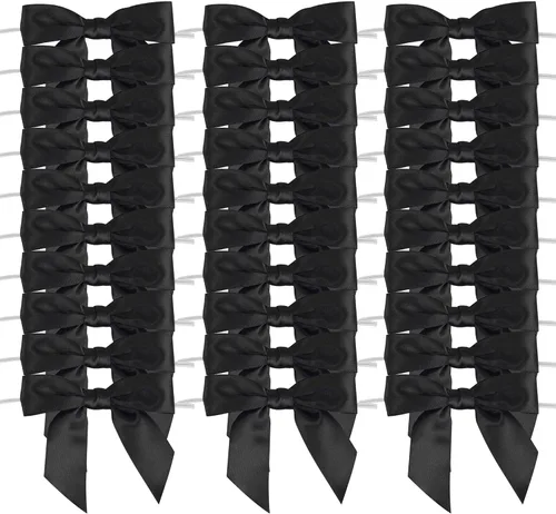 AIMUDI Lazos negros para envolver regalos, lazos pequeños de satén de 3.5 pulgadas, lazos de cinta negra para manualidades, bolsas de golosinas,