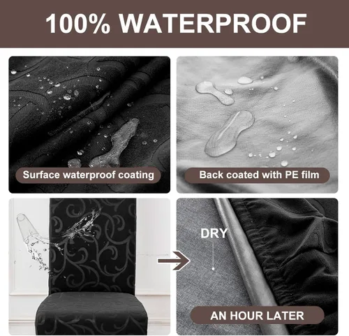 Vista 3 de Genina Fundas impermeables para sillas Parsons de comedor, fundas elásticas para sillas Parsons para comedor, cocina, funda protectora para silla