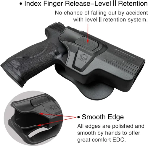 Vista 3 de M&P 2.0 Funda de polímero OWB para remo compatible con Smith & Wesson M&P 0.354 in M2.0 4"/4.25" Funda de transporte abierta con bloqueo