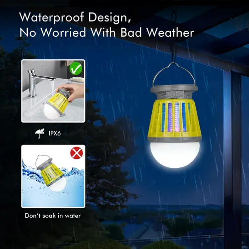 Vista 5 de Exterminador Solar de Insectos para Exteriores Impermeable, Exterminador Portátil de Mosquitos, 2 en 1 Inalámbrico y Recargable con Luz LED