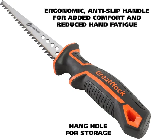 Vista 4 de GreatNeck 74026 Sierra Jab de Raspado, Cortador de Paneles de Yeso, Mango Ergonómico, 8 TPI