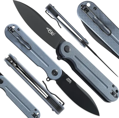 Vista 35 de Firebird Ganzo FH922PT-BK EDC Navaja de bolsillo plegable con filo de navaja, acero inoxidable D2, hoja negra, mango G10 con clip, cuchillo