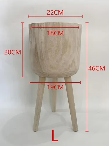 Vista 5 de RISEON - Maceta de madera moderna de mediados de siglo hecha a mano, soporte rústico para plantas de interior, maceta grande (grande)