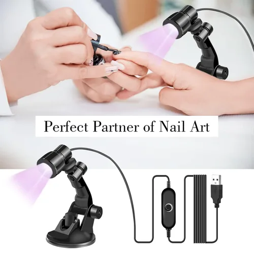 Vista 7 de Saviland Mini luz U V para uñas Hebilla de ventosa U V lámpara de uñas para curar remojo, gel de uñas U V, ajuste multiángulo, secadora de uñas