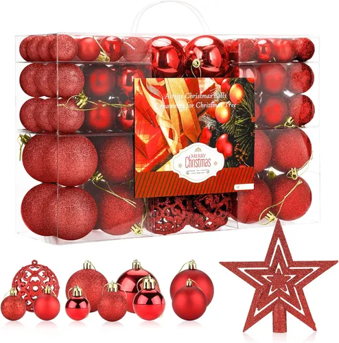 Vista 8 de Aitsite Juego de 100 adornos para árbol de Navidad, miniesferas inastillables para decoración de Navidad (negro)