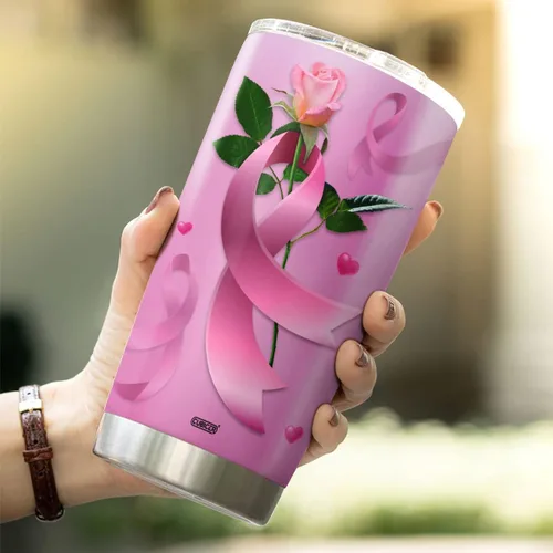 Vista 5 de CUBICER Regalos para pacientes con cáncer de mama, mujeres, abuelas, niñas, sobrevivientes, accesorios de concienciación, vaso de cinta, vasos