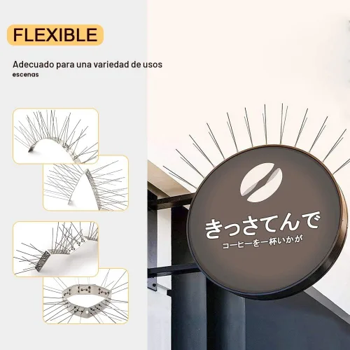 Vista 8 de OFFO - Púas para pájaros con base de acero inoxidable, Púas resistentes para aves en forma de flecha, kit de púas para palomas para mantener