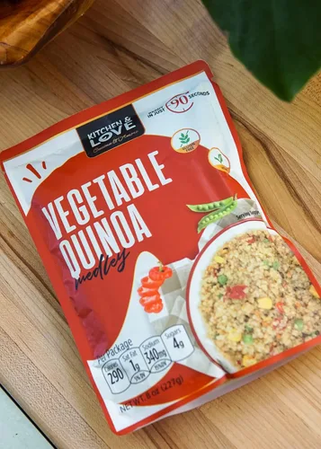 Vista 6 de Kitchen & Love Mezcla de quinua vegetal, precocida, bolsa lista para microondas, estable, sin OMG, sin gluten ni lácteos, a base de plantas, Kosher