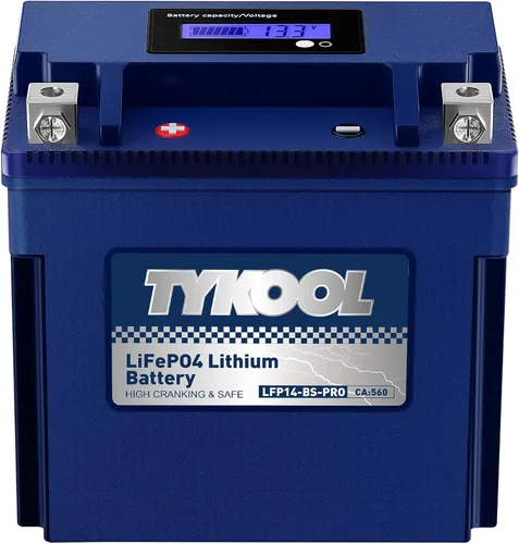 Vista 12 de TYKOOL YTX7A-BS -Pro 12.8V 4Ah 240CCA Batería de litio de alto rendimiento para Powersports con Smart BMS, compatible con motocicleta, ATV, UTV
