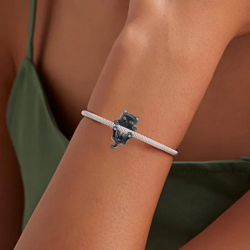 Vista 3 de MUNDELL Auténtica pistola en forma de corazón de plata de ley 925 con dije de rosa para pulsera de plata original o brazalete, joyería para hacer