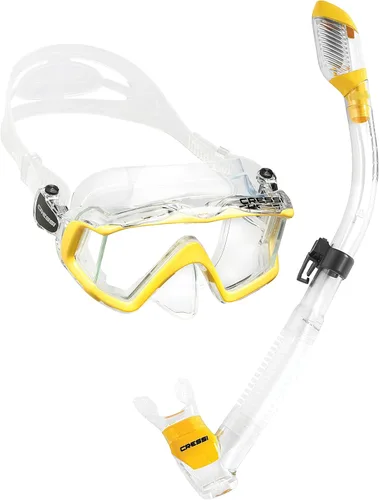 Vista 10 de Cressi Panoramic Wide View Mask & Dry Snorkel Kit for Snorkeling, Scuba Diving - Pano 3 & Supernova Dry: Designed in Italy