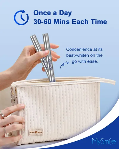 Vista 5 de MySmile 1 luz LED de blanqueamiento de dientes de 28 LED, 3 unidades de gel blanqueador de dientes, 2 bolígrafos blanqueadores de dientes
