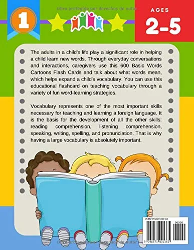 Vista 2 de 600 Tarjetas para Trabajar el Vocabulario Juegos Educativos de Preguntas Montessori para Niños Español Rumano Easy learning basic words cartoon