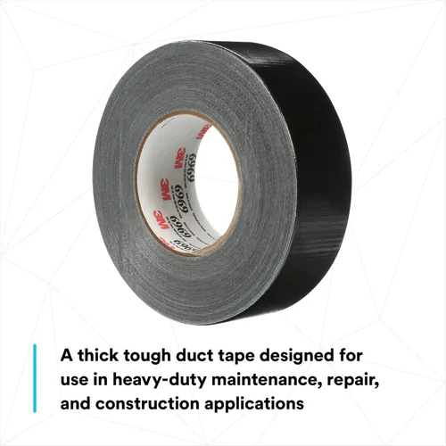 Vista 3 de 3M Cinta adhesiva extra resistente 6969 negra, 1.890 in x 179.8 ft 10,7 mil, 1 rollo