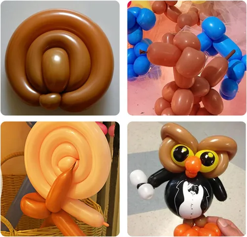Vista 7 de 100 globos mágicos largos de látex grueso de 260Q para modelar con forma de animal, cumpleaños, payasos (marrón)