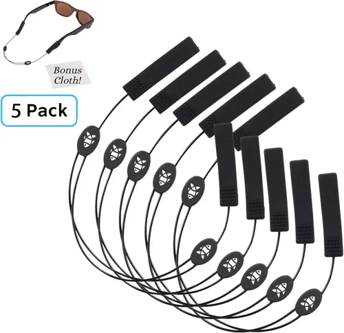 Vista 2 de Adjustable Eyeglass Strap (Fish Style) - No Tail Sunglass Strap - Eyewear String Holder - With Bonus Glasses Cleaning Cloth