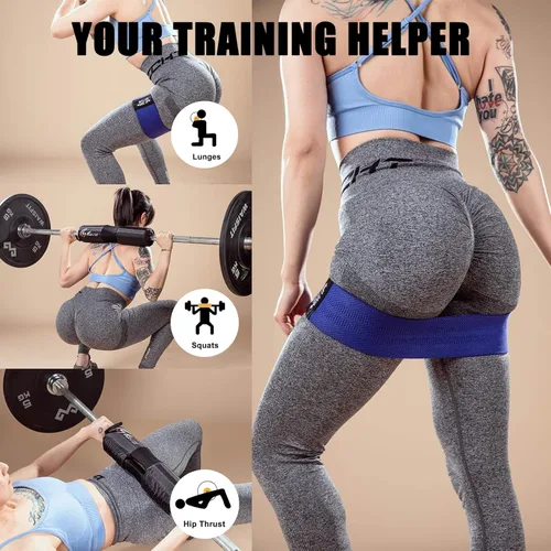 Vista 6 de Barbell Squat Pad for Standard Set, Work Out Set Gym Equipment Accessories for Women, 7Pcs Barbell Pad for Hip Thrust with 2 X Gym Ankle Straps & 3