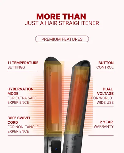 Vista 7 de GLAMPALM Plancha de pelo 1" de cerámica con placas vibratorias, herramienta profesional de salón No. 1 de Corea con cable giratorio 3D y voltaje