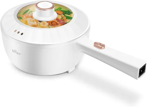 Bear - Olla caliente eléctrica, olla multifuncional portátil de 2L, olla eléctrica rápida para fideos de 1000W, sartenes antiadherentes para bistec,