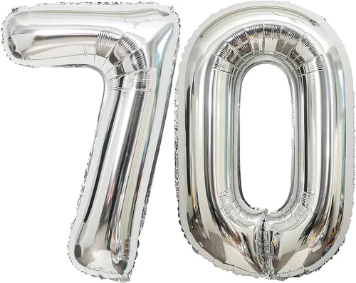Vista 12 de Globos de 0 números plateados 0 globos de número 40 pulgadas número 0 globos de aluminio Mylar